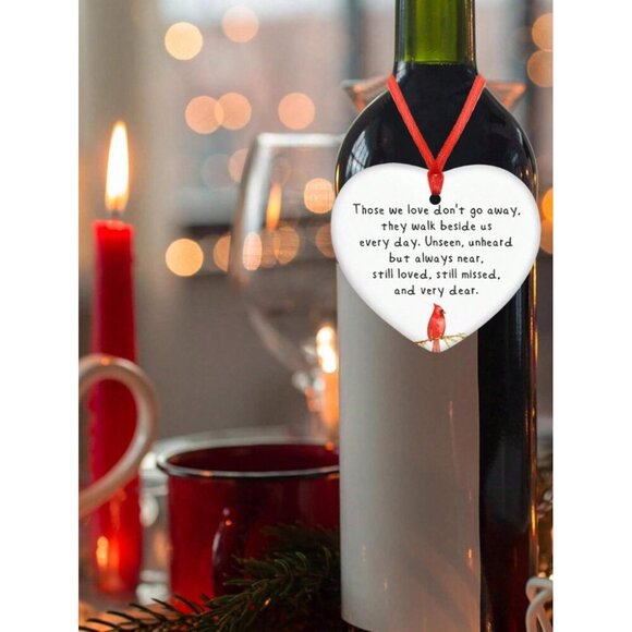 Red Cardinal Christmas Ornament, Those We Don't Go Away They Walk Beside Us Ever - Picture 10 of 10